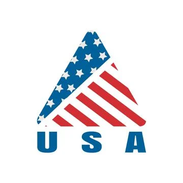 American flag icon in triangle style. Vector Stock Illustration