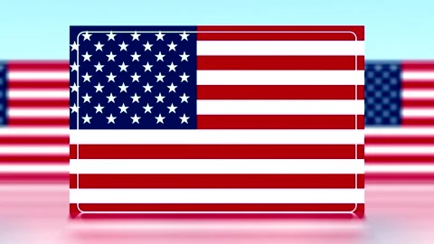 American flag illustration featuring a central icon with blurred background.. Video stock 343643814
