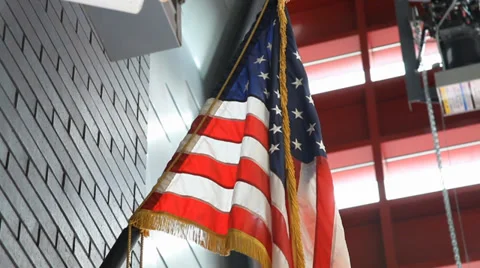 American flag inside fire department Stock Footage 33749834