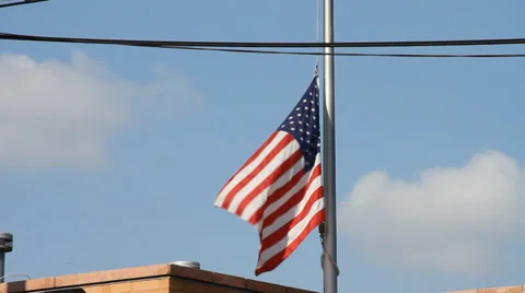 American Flag Inside a NY Fire Department Stock Footage 33750502