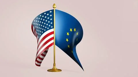 American flag isolated on pink background. 3D illustration Stock Illustration