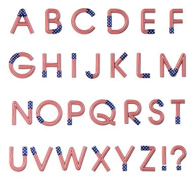 American flag letters Stock Illustration