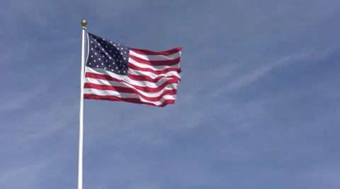 American Flag with Light Clouds Stock Footage 25852589