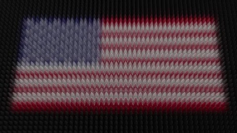 American Flag Light Shining on Scrolling Bullets Stock Footage 254918198