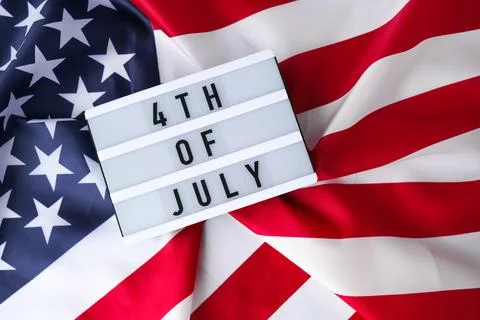 American flag. Lightbox with text 4TH OF JULY Flag of the united states of Stock Photos
