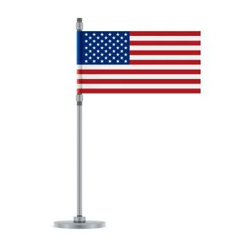 American flag on the metallic pole, vector illustration Stock Illustration