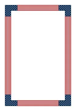 American flag motif, decorative rectangular border, vertical rectangle frame Stock Illustration