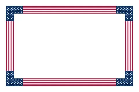 American flag motif, rectangular frame with stars and stripes pattern Illustrazione stock