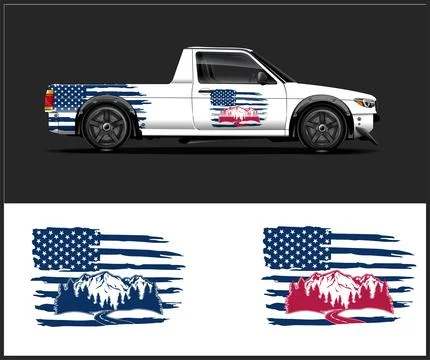 American  Flag with mountain vector イラスト素材