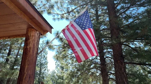 American Flag in The Mountains 4 Stock Footage 245838023