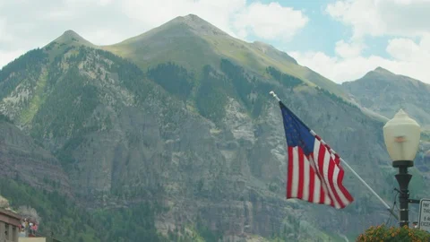American Flag in the mountains Stock Footage 92837166