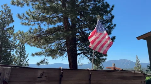 American Flag in The Mountains Stock Footage 245838015