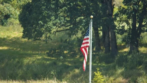 American Flag Moving Gently in the Breeze Stock Footage 90490713