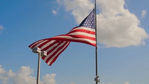 American Flag moving in the wind Stock Footage 76110625