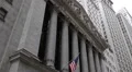 American Flag National Landmark NYSE New York Stock Exchange Building Facade NYC HD Footage