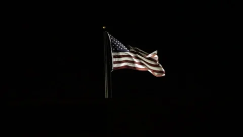 American Flag at Night Stock Footage