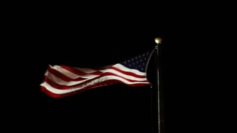 American Flag Night Time Video stock 90974358