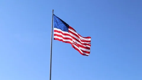 American flag or U.S. flag Flowing in Wind on Belle Isle, Detroit Michigan USA Stock-Footage 127257839