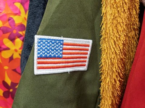 American Flag Patch on Stylish Casual Jacket Stock Photos