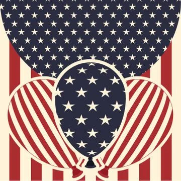 American flag pattern background with balloons icon Illustrazione stock