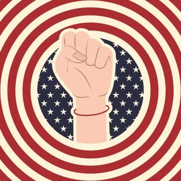 American flag pattern background with hand icon Illustrazione stock