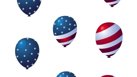American flag pattern balloons floating upwards in celebration for Independ.. Stock Footage 338365659