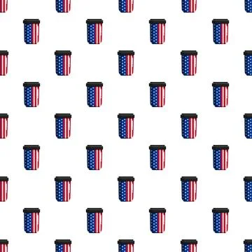 American flag pattern coffee cups seamless background Stock Illustration