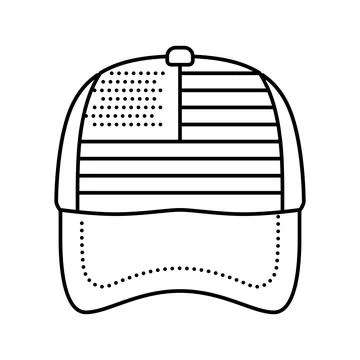 American flag pattern hat line icon vector illustration Illustrazione stock