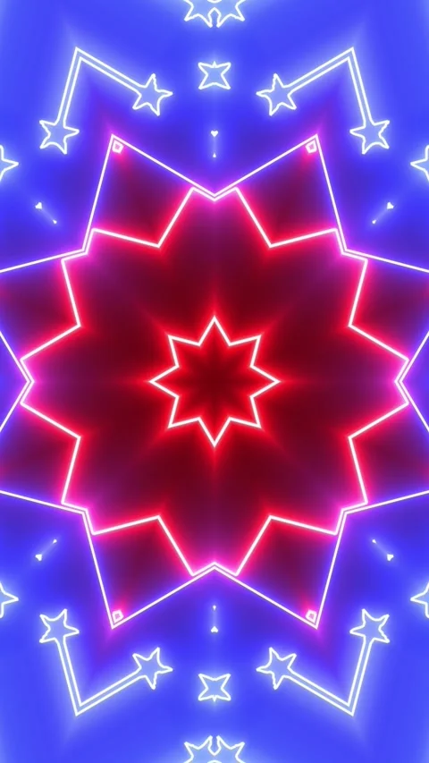 American flag pattern neon abstract endless tunnel animation Stock Footage 335963025