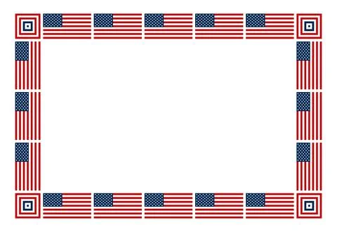 American flag pattern, rectangle frame, and dcorative rectangular border イラスト素材