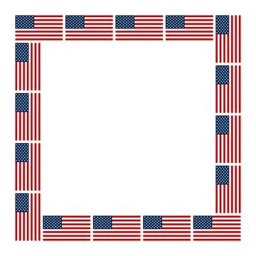 American flag pattern, a square shaped frame and decorative border Stock-Illustration