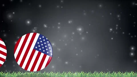 American Flag Patterned Soccer Balls Bouncing on Green Grass Field Stock Footage 340323515