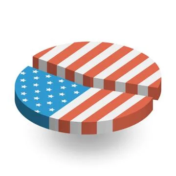 American Flag Pie Chart 3D Illustration Stock Illustration