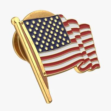 Bee Through Flipper 3D Model: American Flag Pin ~ Buy Now #90893851 | Pond5