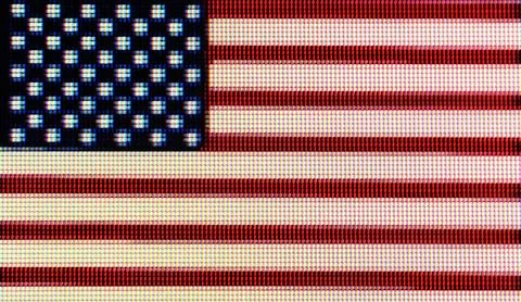 American flag pixels displaying digital patriotism on screen Stock Illustration