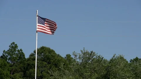 American Flag Pole Stock Footage 93099658