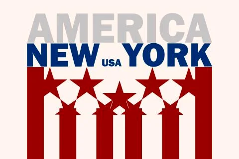 American flag poster with text and name New York Stock Illustration