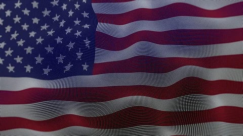 American flag projected on tiny dots simulating a flag blowing in the wind Stock Footage 122421301
