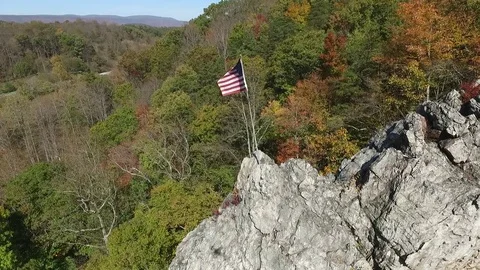 American Flag Pullback from Iron Gate, VA Stock Footage