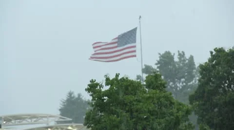 AMERICAN FLAG IN RAIN Stock Footage 11138468