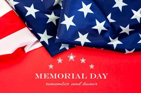 American flag on a red background with the text MEMORIAL DAY Stock Photos