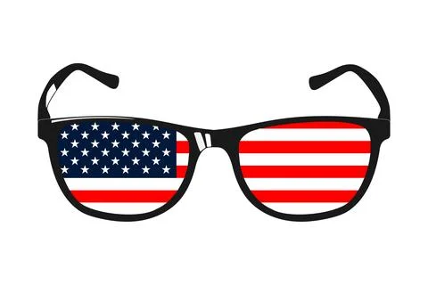 American flag reflected in glasses Stock Illustration