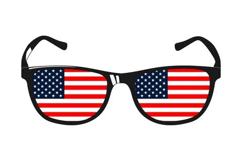 American flag reflected in glasses Illustrazione stock