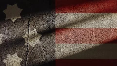 American Flag on Repaired Wall Stock Illustration