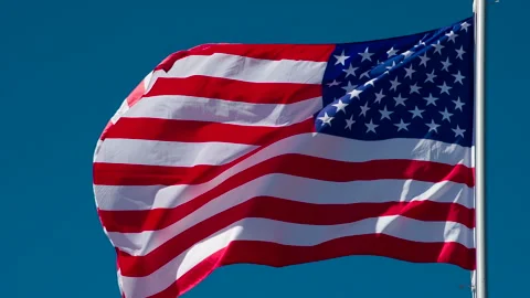 American Flag Rippling in Wind HD Pro Stock Footage 134253152
