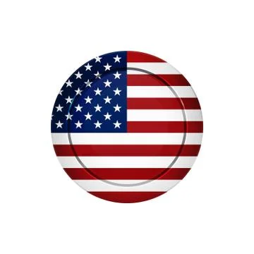 American flag on the round button, vector illustration Illustrazione stock