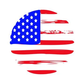 The American flag is round in shape. Vector Stock Illustration