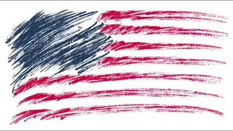 American flag scribbled strokes waving full screen background hand drawn di.. 動画素材 339791562