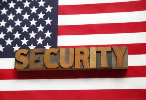 American flag with security word Stock Illustration