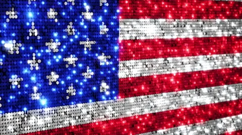 American flag. Sequins. Loopable from frame 300 to frame 599. Stock Footage 54843064